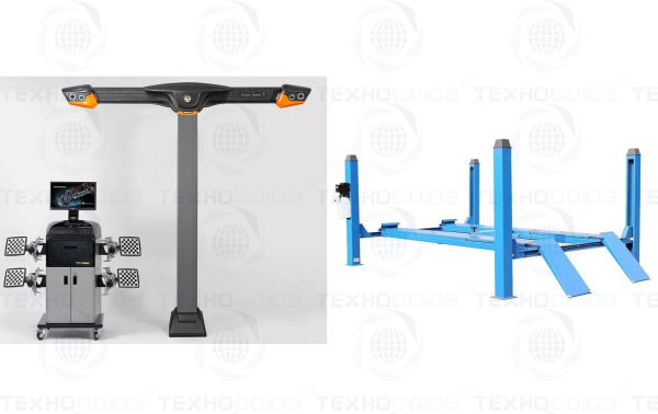 TS5.5D-4L Подъемник 4-хст. г/п 5,5 т, 380 V с траверсой+T 7204 TAS Стенд сход-развал 3D Техно Вектор